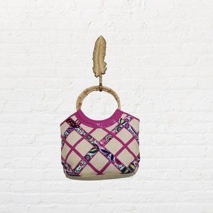 Vera Bradley Womens Pink Beige Geometric Rounded Handles Mini Tote Bag One Size